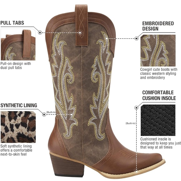 Brown and Tan Western Cowboy Boots Rollda Boots Only Worn a Few Times - Picture 11 of 16